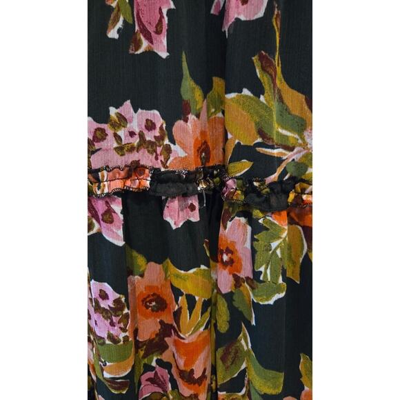 AQUA Women's Floral Deep Green Maxi Dress S Off Shoulder Long Sleeve Romantic - Picture 5 of 15